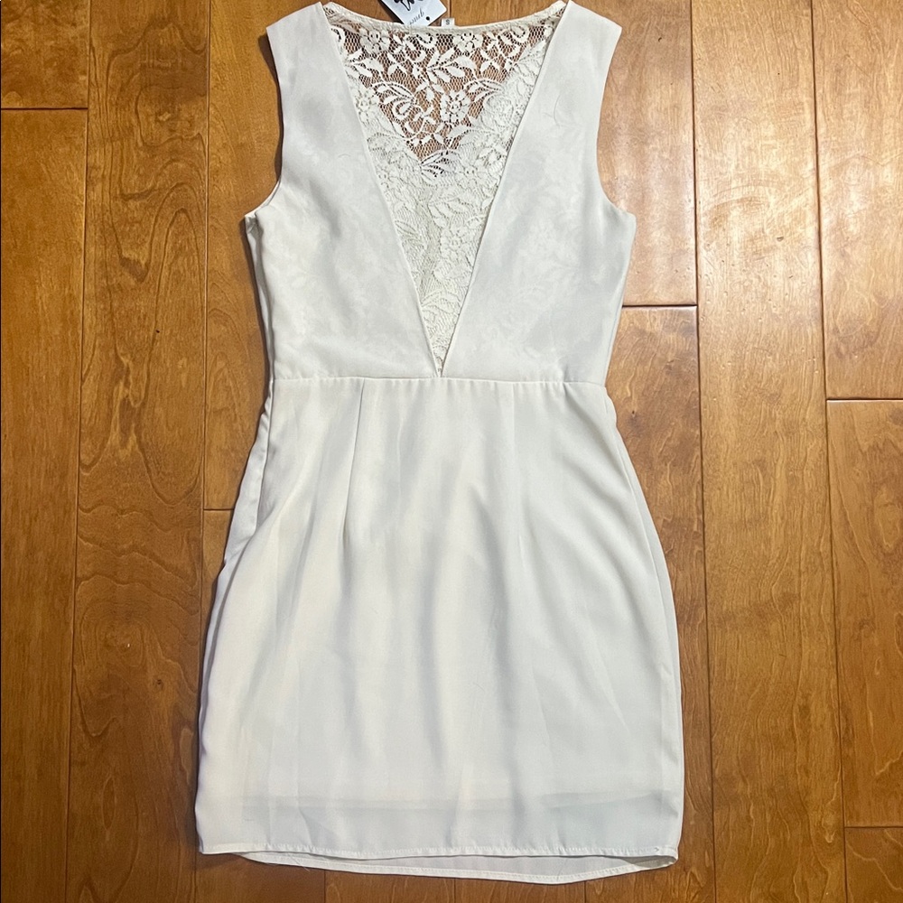 Aniina Cream Lace V-Neck Mini Dress Size Small Wedding Bridal Shower Cocktail - Picture 8 of 14